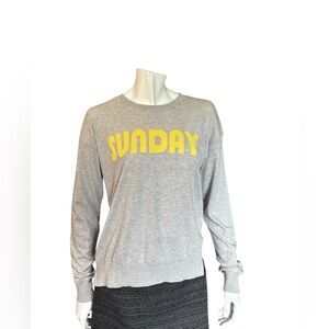 Allude Sunday Sun Graphic Sweater M Gray Cotton Cashmere Blend Crewneck Lightwt